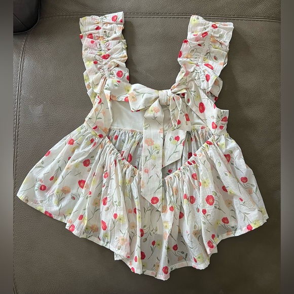 H&M Ruched Sleeveless Peplum Floral Top - Picture 9 of 9